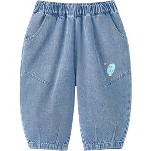 博睿恩儿童牛仔裤2025春新款男女宝宝休闲百搭长裤