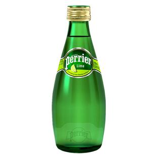 法国perrier进口巴黎水青柠味饮料330ml玻璃瓶气泡矿泉水