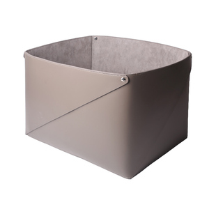 高定现代极简轻奢马鞍革皮质手工衣帽间内衣裤软装陈设整理收纳筐