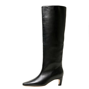 割草机老k 不过膝宽筒堆堆靴长靴骑士靴女靴子不挑腿型 显瘦