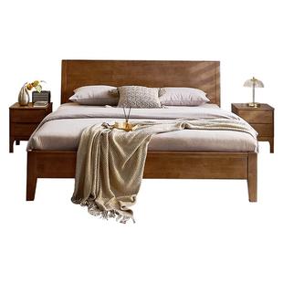 全友家居现代轻奢多功能储物实木床主卧室1米8双人床橡胶木家具