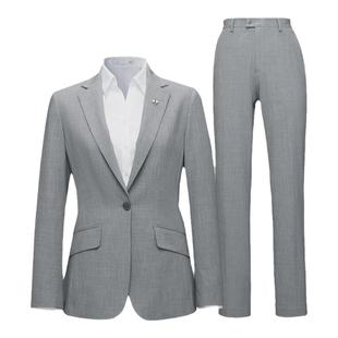 HLA/海澜之家女士正装西服套装25春夏季新款胸针点缀通勤微弹套西