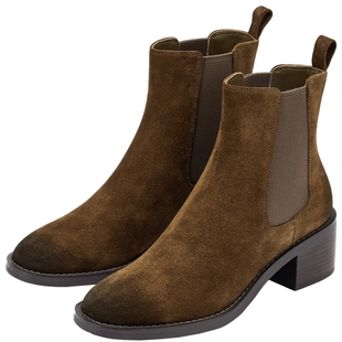 73hours女鞋街区漫步秋冬新款美拉德烟筒靴复古英伦风切尔西靴女