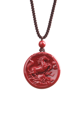 朱砂吊坠女款生肖马本命年护身符