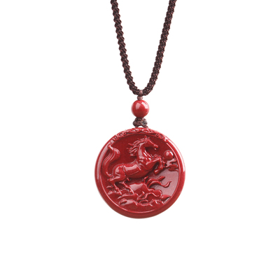 朱砂吊坠女款生肖马本命年护身符