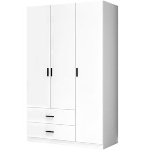 白色整体两门三门衣柜现代简约家用卧室衣橱收纳储物柜子定制A5