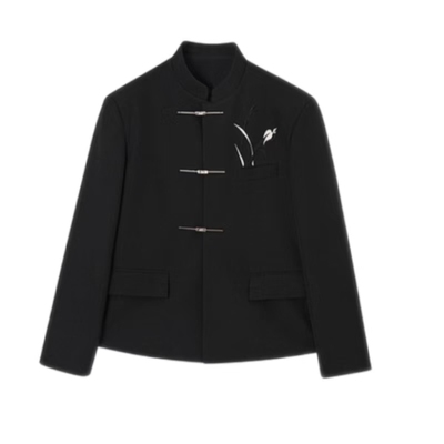 劲威界新中式立领刺绣男中山装