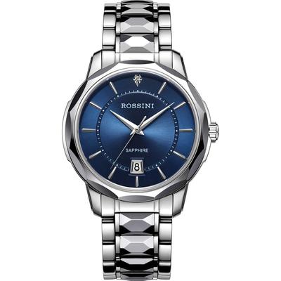 专柜同款罗西尼钨钢宝石蓝手表