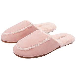 秋冬极简松弛美学肌理感保暖加绒防水皮棉拖鞋情侣防滑毛毛居家男