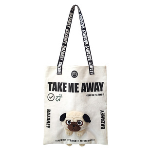 吾皇巴扎黑公仔帆布包女2024新款包包通勤包可爱上课手提包大容量