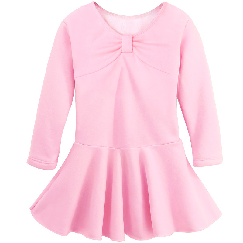 儿童舞蹈服女童秋冬加绒长袖练功服跳舞裙加厚保暖裙子中国舞服装
