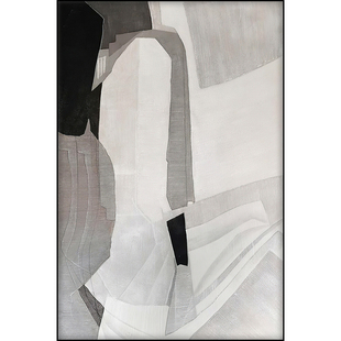 高级黑白灰抽象油画客厅沙发背景墙玄关壁画侘寂风极简美手绘挂画