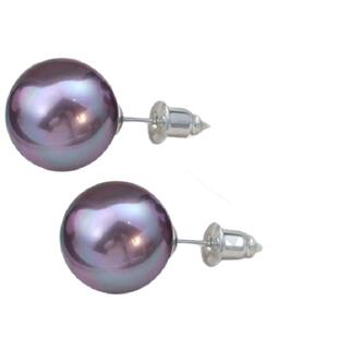 S999纯银极光珍珠耳钉紫色正圆紫珠无耳洞耳夹耳饰定制上新热销