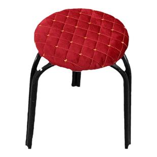 加厚圆凳子套罩圆形坐垫格子荷兰绒夹棉四季通用简约现代座套屁垫