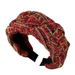 复古金边高颅顶发箍高级感编织发卡秋冬毛呢发捆洗脸头箍发窟头饰