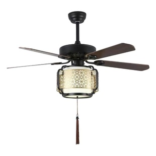 新中式餐厅风扇灯复古客厅卧室茶室仿古带灯吊扇灯智能变频电扇灯