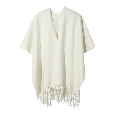 羊毛披肩外搭纯色高级感围巾两用