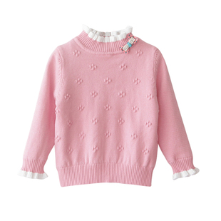 女童毛衣加绒加厚儿童针织衫中大童秋冬款纯棉线衣宝宝洋气打底衫