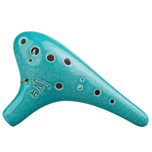 风雅陶笛12孔陶笛中音C调裂纹手绘色釉十二孔AC调加长型初学专业