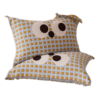 安懒懒纯棉四层纱布枕巾一对装