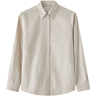 Marc O'Polo/MOP冬季新款高级轻奢时尚素色棉磨毛长袖衬衫女上衣