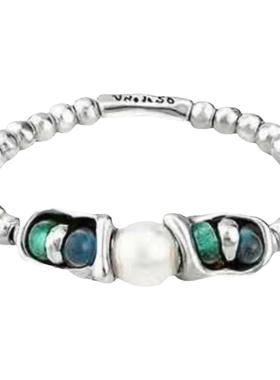 西班牙Unode50珍珠高质量镀银琉璃珠手链ins风长度可调情人款礼物