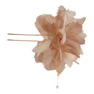 u型发簪超仙绢花发饰立体纱花花朵流苏发钗古典舞头花旗袍丸子头