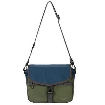 Qminica翻盖多隔层休闲斜挎包