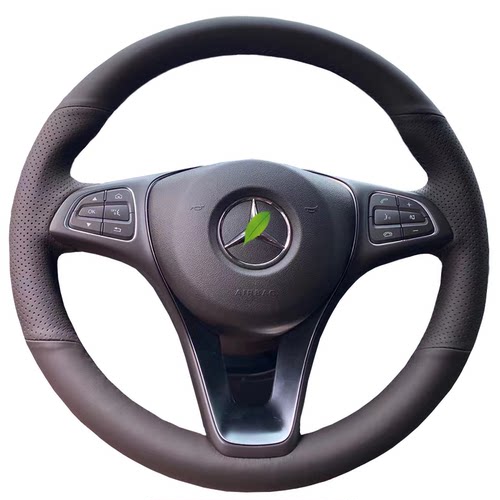奔驰新E300L方向盘套GLCAGLEGLBGLSE级C260LC200棕色真皮手缝把套