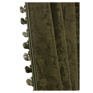 法式中古风立体3D浮雕提花雪尼尔高遮光窗帘客厅定制复古绿色窗帘