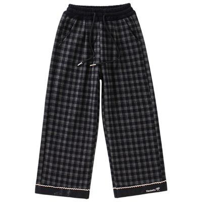 女童裤子加绒阔腿裤保暖直筒冬裤