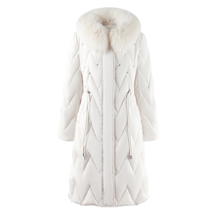 秋水伊人优雅大气钉钻外套2025年冬季新款时尚百搭狐狸毛领羽绒服