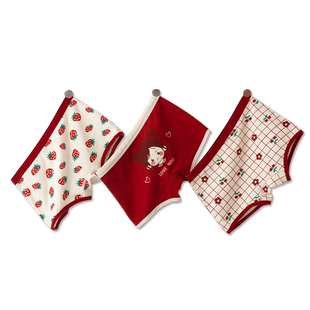 儿童内裤女童纯棉10平角三四角小女孩宝宝龙年红色本命年短裤秋冬