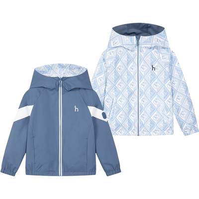 hazzys哈吉斯童装男女童夹克2026春新两面穿防护透湿科技连帽外套