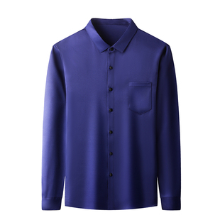 保罗男款冬季加绒加厚黑色衬衫男保暖抗皱长袖商务上班职业白衬衣