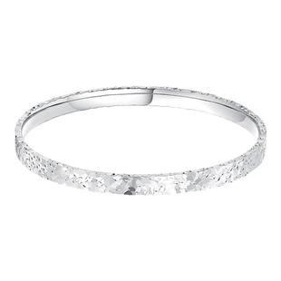 中国黄金碎冰冰手镯银手镯银镯子纯银999足银手镯送老婆生日礼物