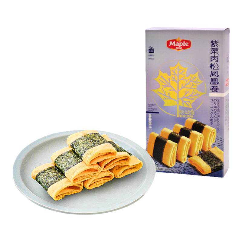 枫叶紫菜凤凰卷88克进口扁桃仁薄脆窝心蛋卷肉松独立盒装休闲零食