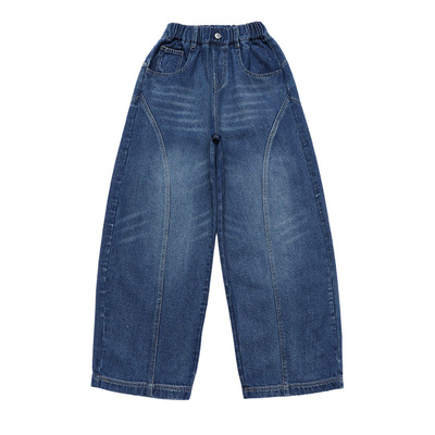 女童牛仔裤2026新款春秋季洋气宽松儿童裤子女孩弯刀裤中大童春装