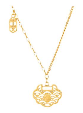 沙金福字镂空花丝项链吊坠