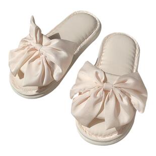 女夏ins时尚休闲家居防滑地板软底鞋四季通用甜美绸带蝴蝶结拖鞋