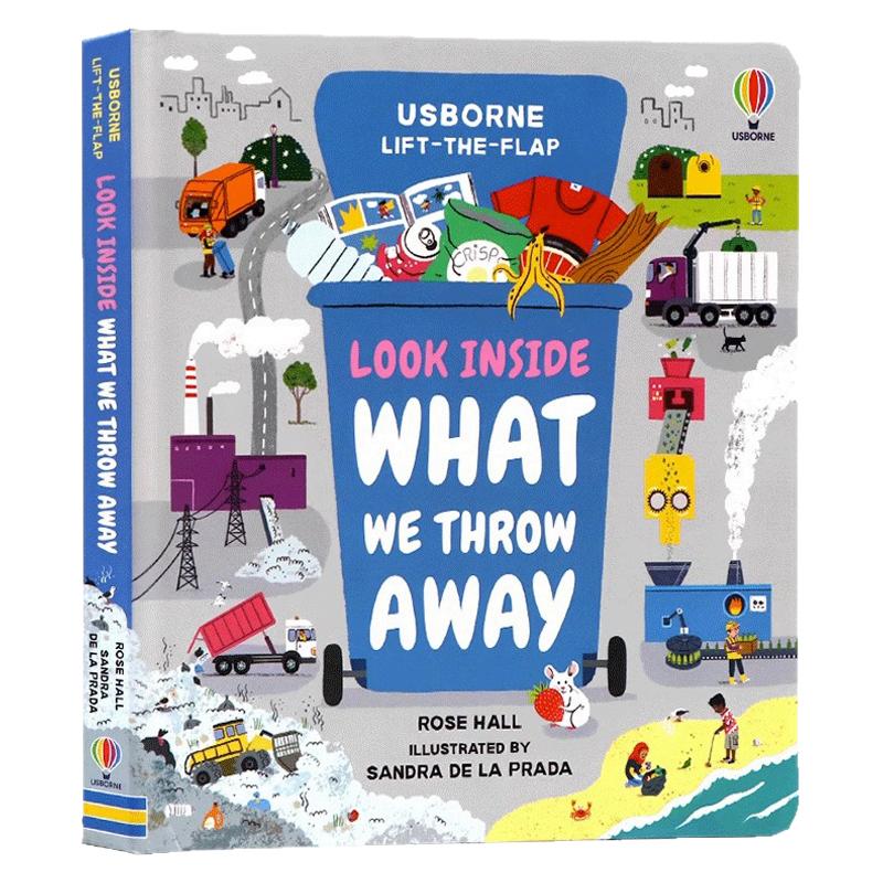 Usborne出品看里面系列我们扔掉了什么 英文原版绘本 Look Inside What We Throw Away 儿童英语启蒙纸板翻翻书 垃圾是如何处理的