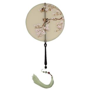 苏绣双面绣扇子女士宫扇真丝流苏配饰中国风汉服宫廷古风团扇礼品