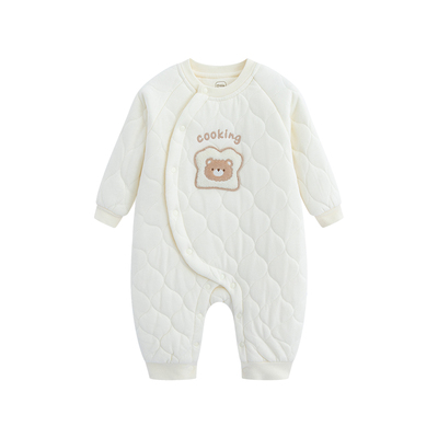 婴儿夹棉连体衣冬季厚款宝宝爬服