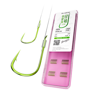 川泽强硬锋绿袖短子线成品双钩黑坑防缠绕绑好野钓竞技鲫鱼钩正品