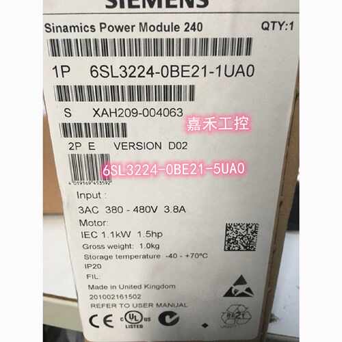 G120变频器1.1KWPM240功率模块6SL32240BE211UA0