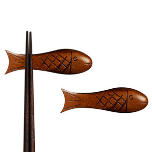 玩物志创意日式筷子架筷托 手工铁刀木 有趣好玩的日用杂货