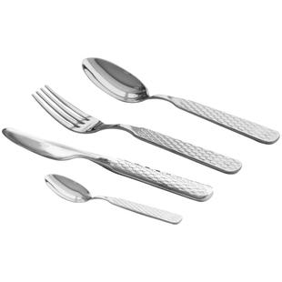 俄皇LOMONOSOV钴蓝网纹系列不锈钢餐具刀叉勺子四件套装西餐餐具