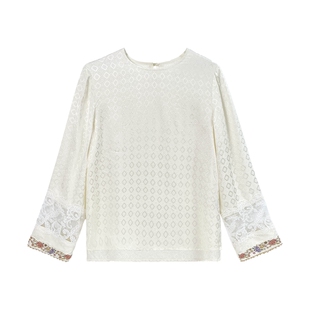 JKJS【栖云暖】新中式人丝提花衬衫刺绣小衫早春女装2026新款衬衣