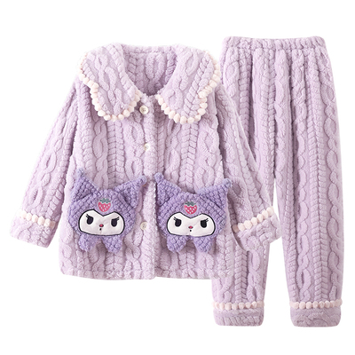 库洛米儿童女童睡衣秋冬天珊瑚绒