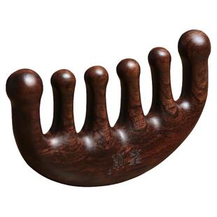 素娘黑檀木头疗经络梳养生头部头皮按摩木梳子女防五齿大齿梳脱发